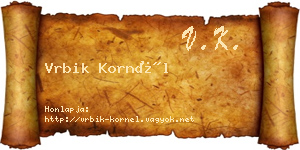 Vrbik Kornél névjegykártya